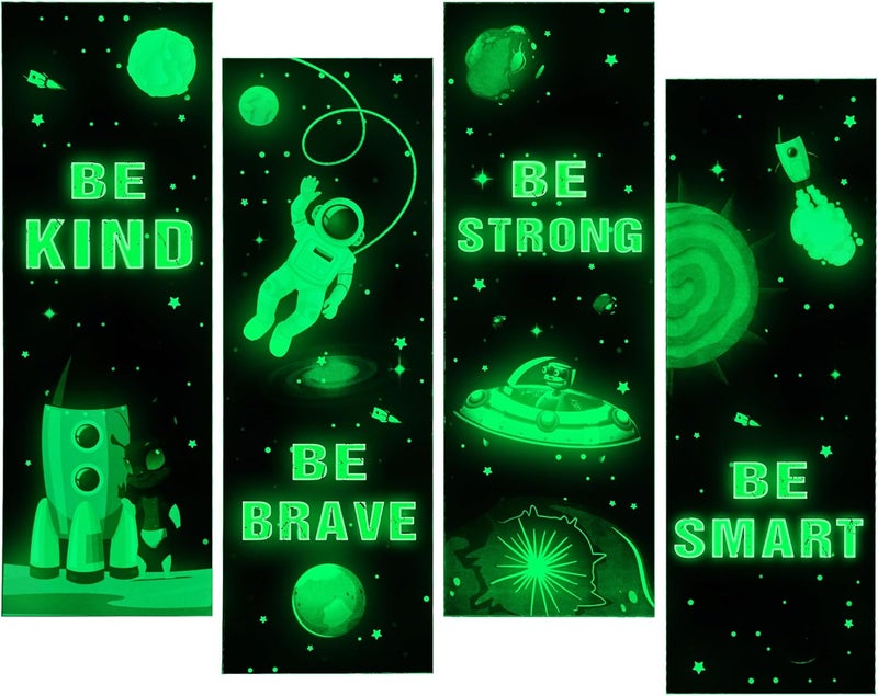 Robmoda Glow in The Dark Stars Boys Room Wall Decor, Planet Space Motivational Wall Art Inspirational Sticker, Peel and Stick Wall Decal Room Nursery Decorations - Image 1